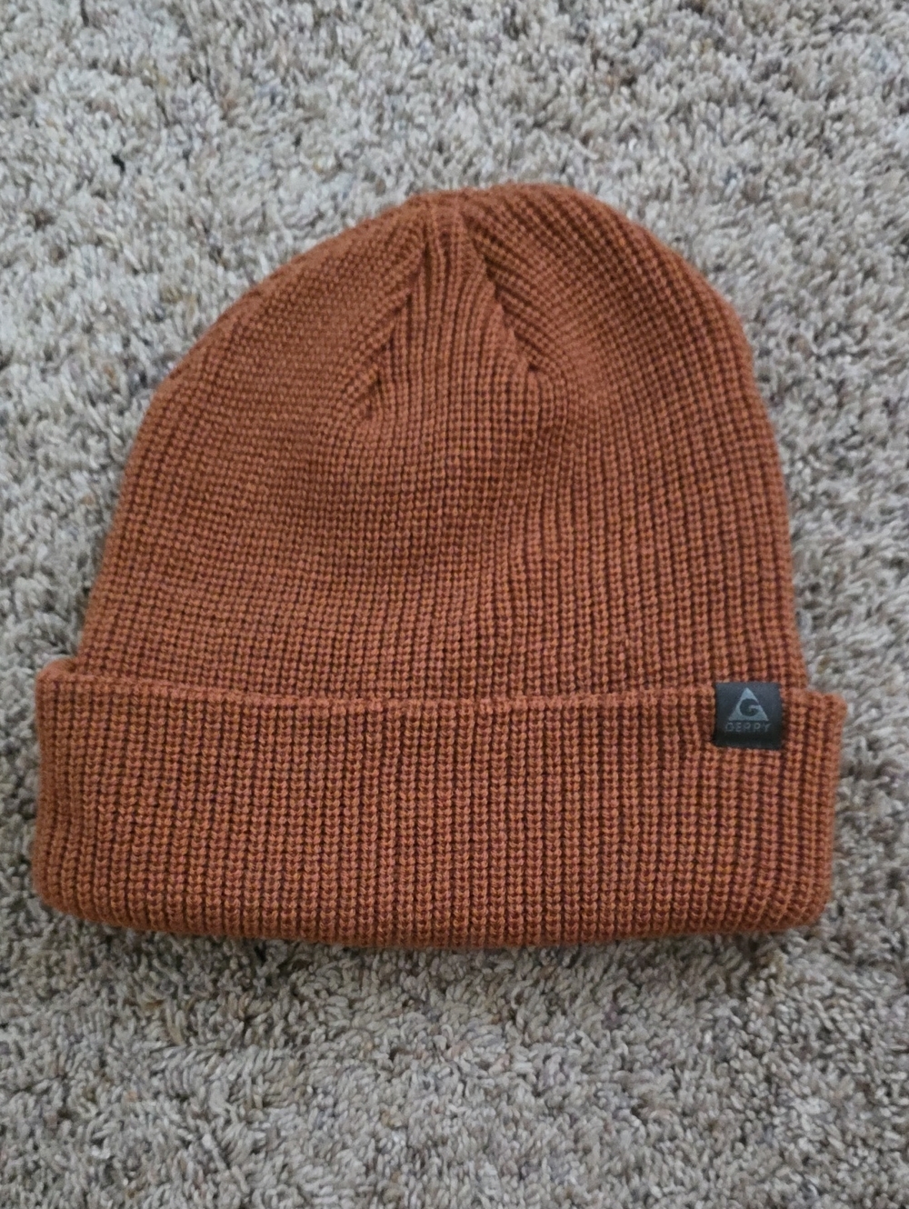 Gerry Rust-Orange Ribbed Knit Cuff Beanie